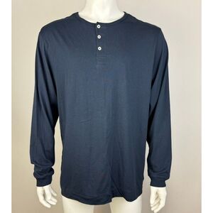 7‎ Diamonds Premium Supima Cotton Henley Tee Mens XXL NWT Long Sleeve Navy Shirt